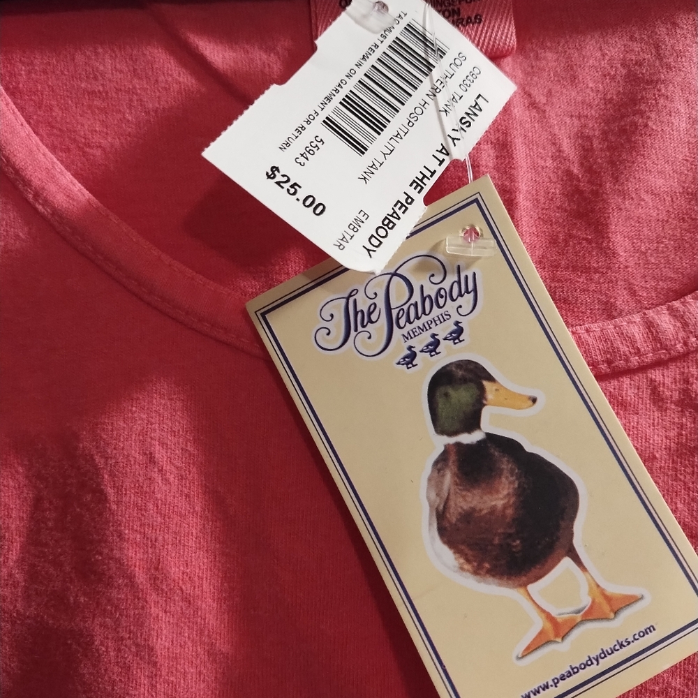 NWT The Famous Memphis Peabody Hotel Coral Tank Top with Pocket - Picture 4 of 11